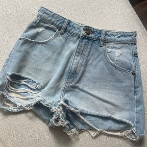 Rollas Distressed Jean Shorts High Waisted